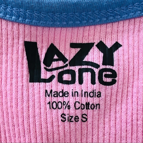 ⭐️Lazy One⭐️Pink Moose Graphic Ribbed Tank Top Cotton Tee T-Shirt Wo's S Small - Picture 8 of 9
